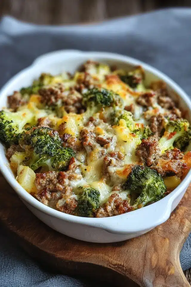 Fitness Auflauf mit Brokkoli und Hackfleisch  Proteinreich & Einfach